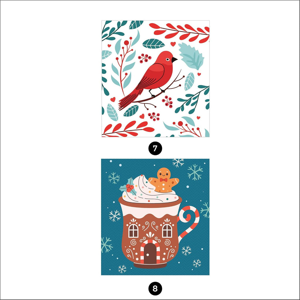 Brain Games - Sticker by Number Compact Edition: Happy Holidays | 7X7 Inches | Christmas Stocking Stuffer, Travel Size Activity Book for Adults & Kids 7+