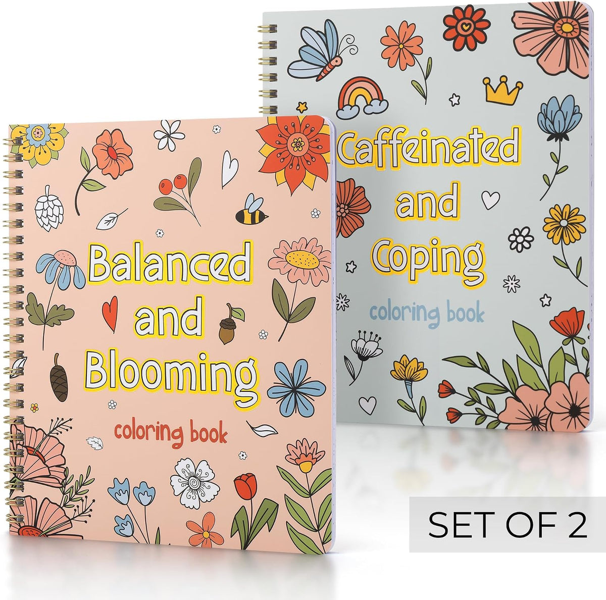 Beautiful Adult Coloring Book Set of 2 for Relaxation - Sassy and Funny