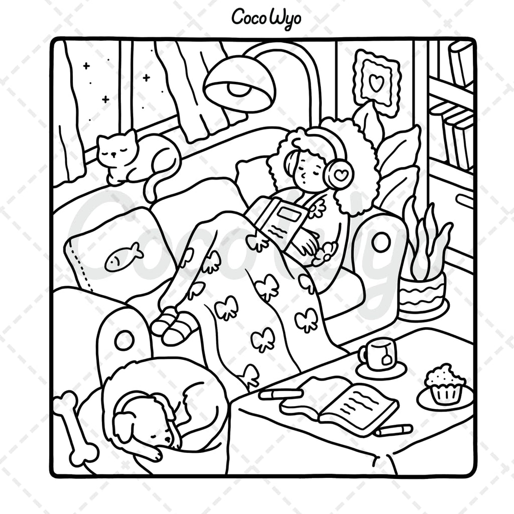 Girl Moments: Coloring Book for Adults and Teens Featuring Cute Cozy Daily Activities for Relaxation (Cozy Spaces Coloring)