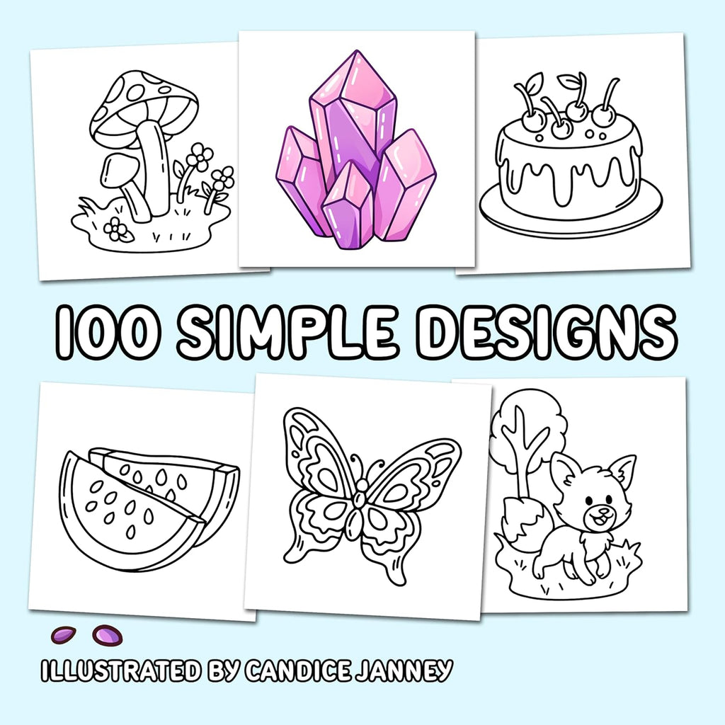 100 Bold Coloring Book: Simple, Easy, and Large Print Designs for Adults and Kids with Animals, Flowers, Food, and More! (Bold and Easy Coloring Books)