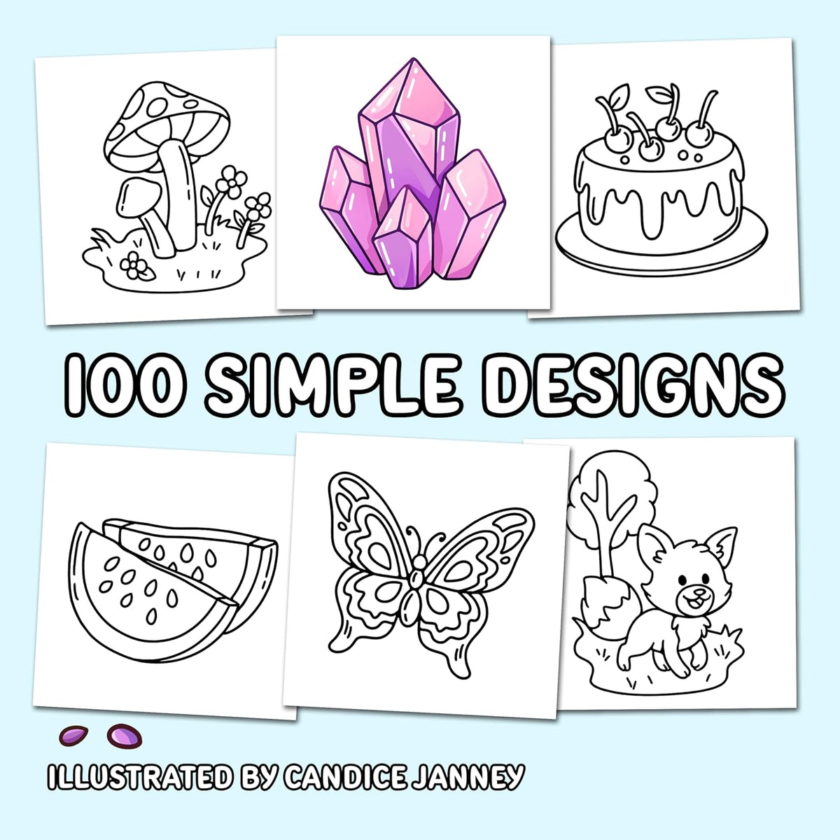100 Bold Coloring Book: Simple, Easy, and Large Print Designs for Adults and Kids with Animals, Flowers, Food, and More! (Bold and Easy Coloring Books)