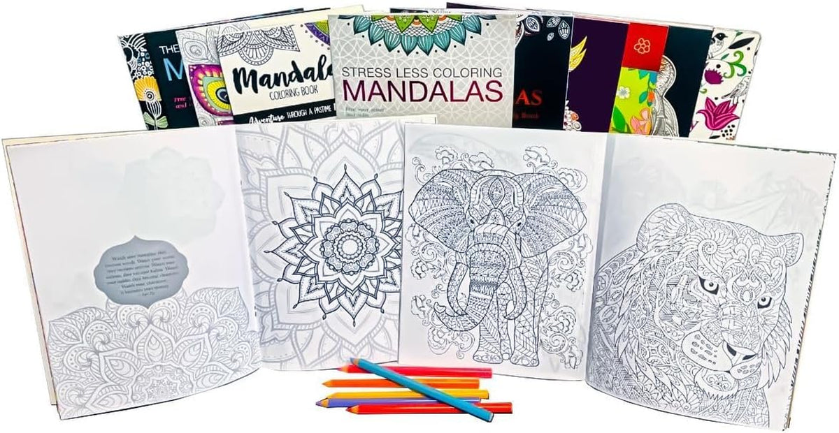 ™ 12 Pack Adult Coloring Book Super Set - Bundle with 12 Adult Coloring Books for Women, Men Featuring Mandalas and More | Advanced Coloring Books Bulk