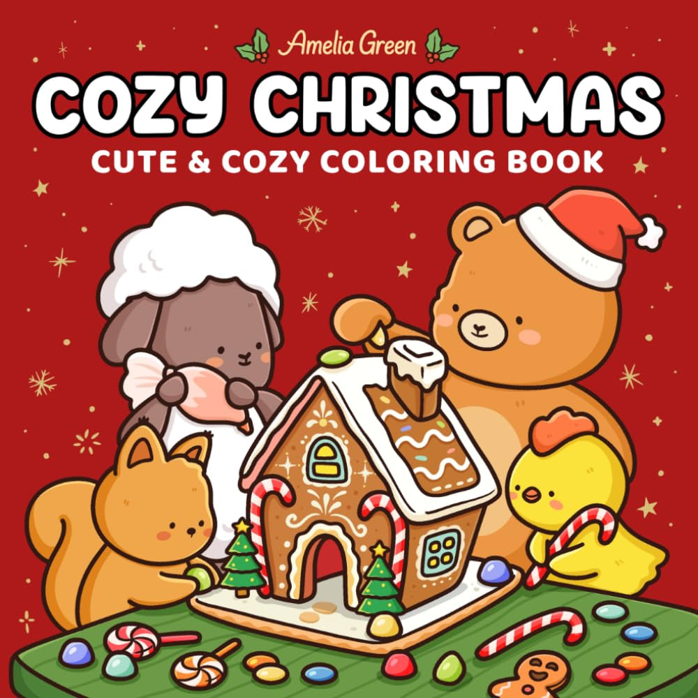 Cozy Christmas: Cute & Cozy Coloring Book for Adults and Teens (Cozy Friends Coloring)