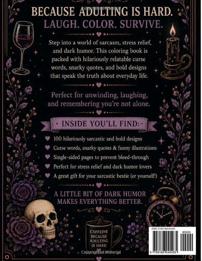 Dark Humor Color by Number for Adults: a Funny Adult Coloring Book with Swear Words, Sarcasm, Stress Relief, Bad Mood Therapy & Single-Sided Pages