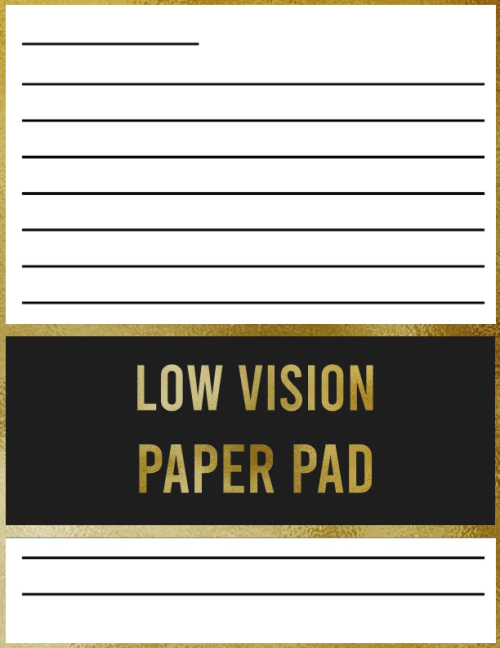 Low Vision Paper Pad: Wide Ruled Lined Writing Paper Notebook Journal Notepad Book with Black Bold Lines, Gift for Blinds, Seniors with Vision Problems, Women, Men, and Kids.