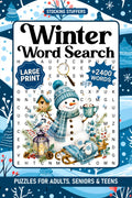 Winter Word Search Puzzles for Adults Large Print: 2400+ Words - Cozy Holiday Fun Themed Word Find Puzzle Book for Seniors and Teens, Christmas Activity Book with Solutions