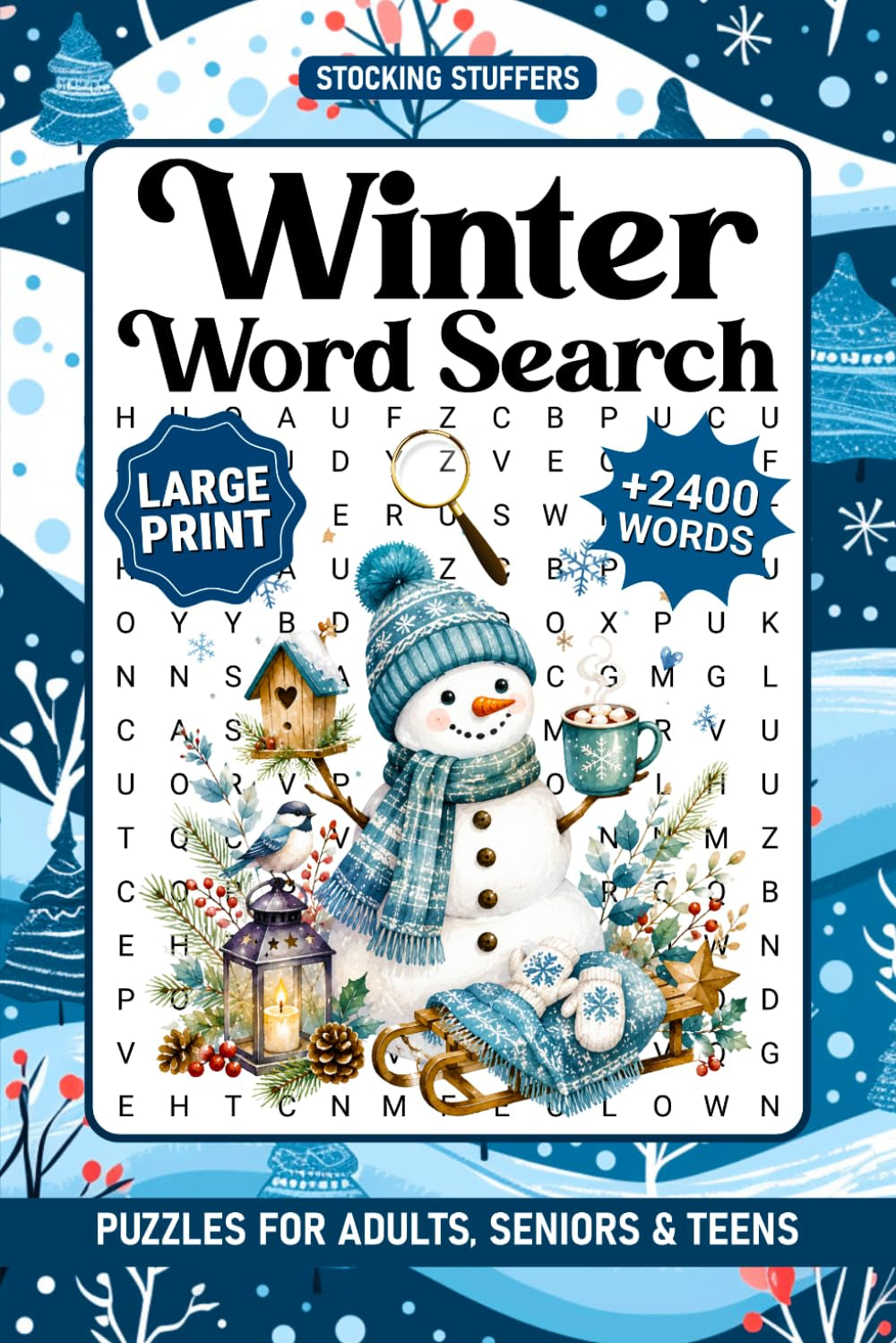 Winter Word Search Puzzles for Adults Large Print: 2400+ Words - Cozy Holiday Fun Themed Word Find Puzzle Book for Seniors and Teens, Christmas Activity Book with Solutions