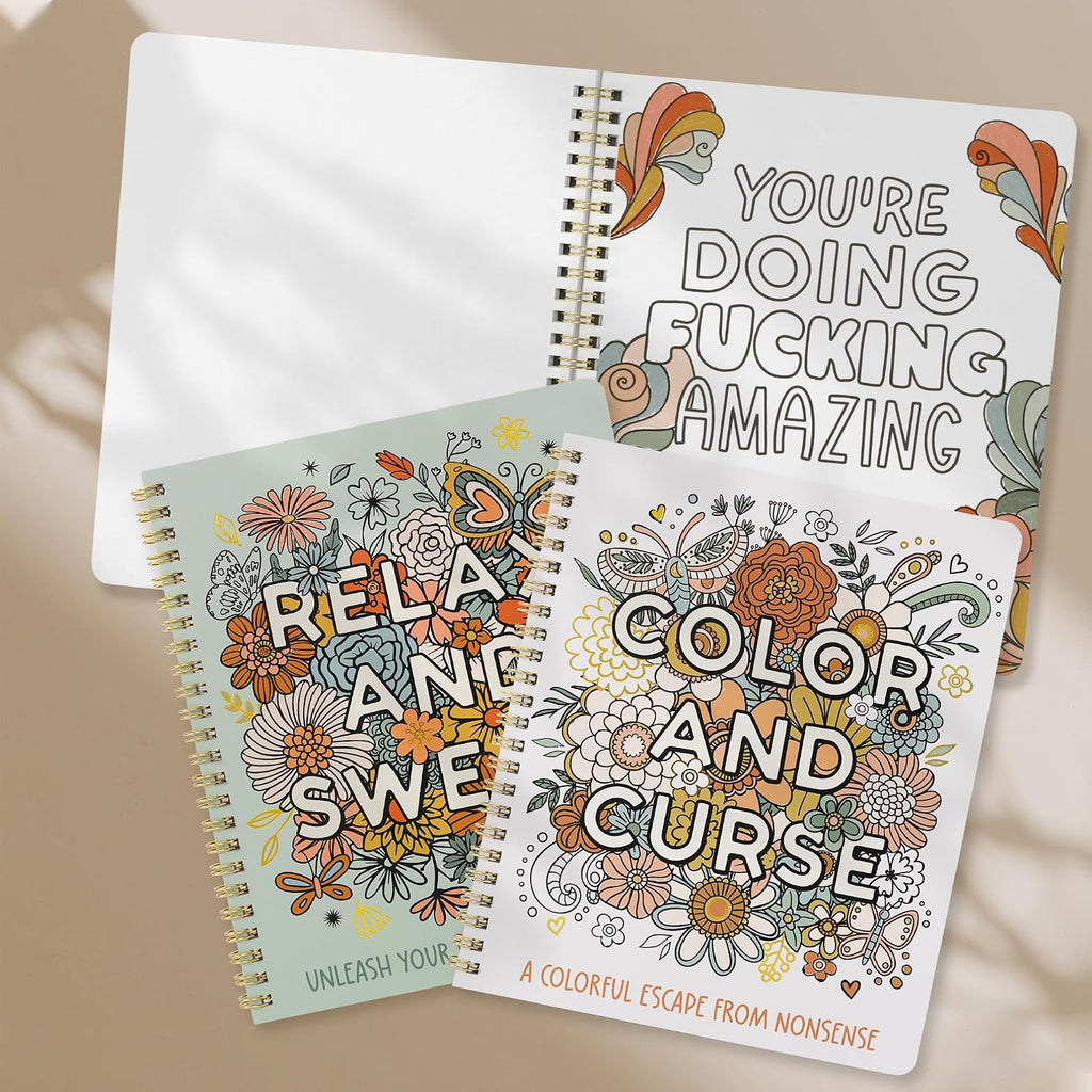 Beautiful Coloring Book Set of 2 for Adult Relaxation with Floral Designs