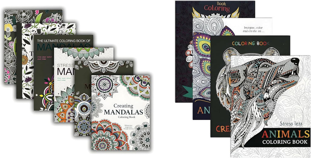Adult Coloring Book Bundle with 10 Deluxe Coloring Books for Adults and Teens (Over 250 Stress Relieving Patterns).