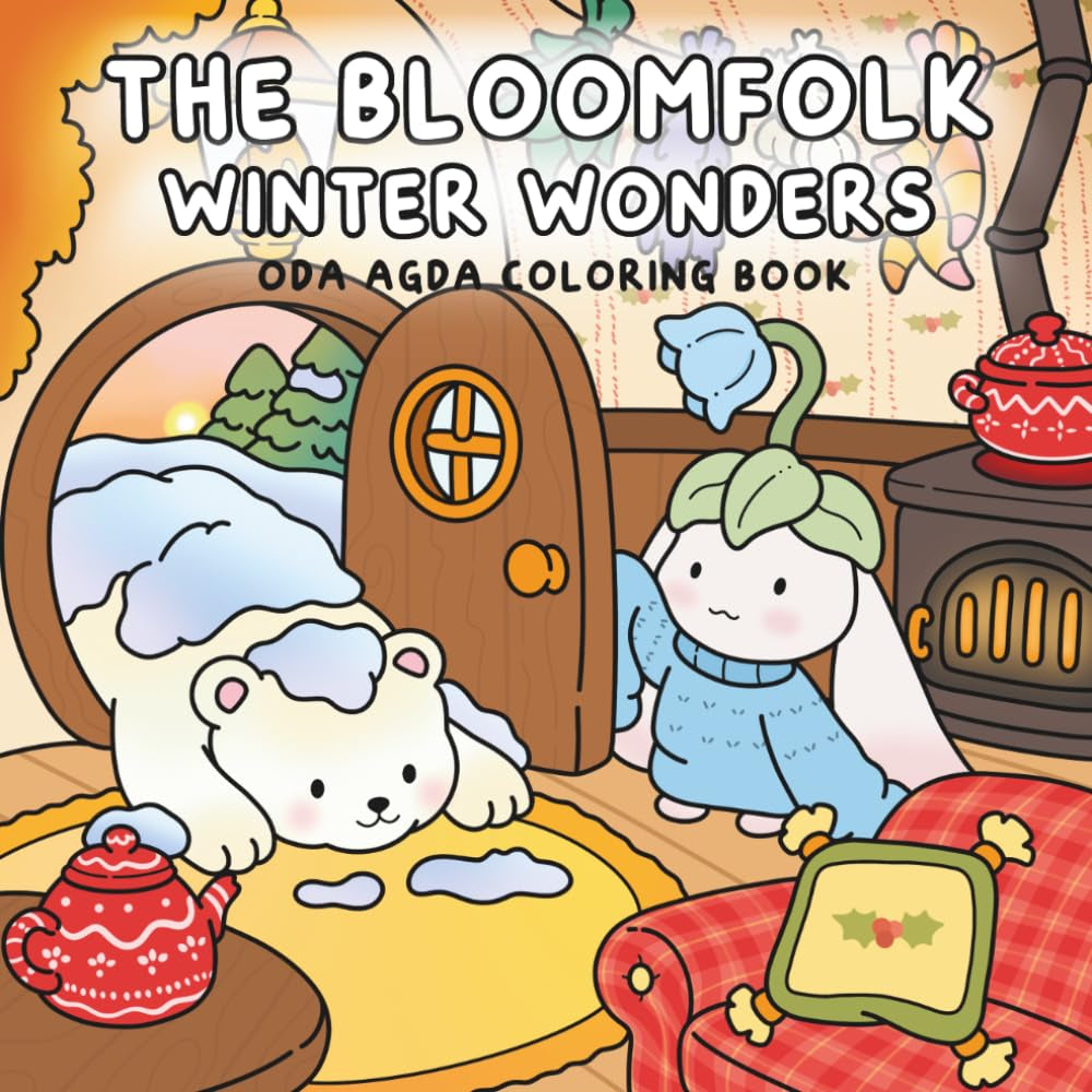 The Bloomfolk Winter Wonders: Cozy Christmas and Hygge Winter Coloring Book for Adults and Teens Featuring Cute Characters and Festive Scenes
