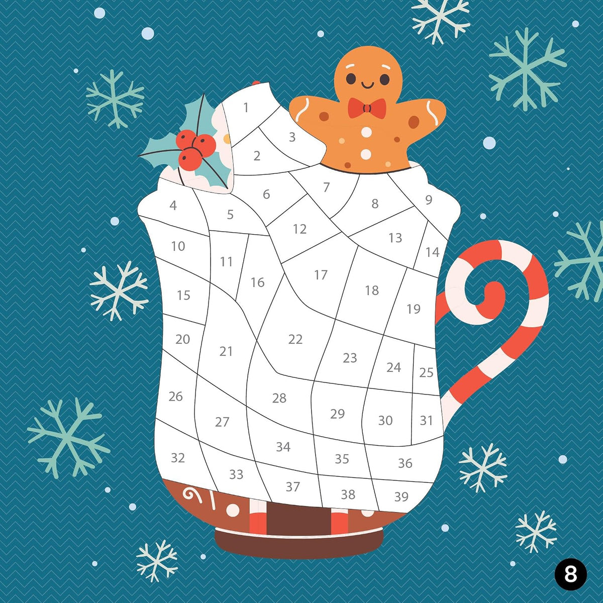 Brain Games - Sticker by Number Compact Edition: Happy Holidays | 7X7 Inches | Christmas Stocking Stuffer, Travel Size Activity Book for Adults & Kids 7+