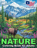 Nature Coloring Book for Adults: Relaxing Landscapes and Beautiful Scenes with Animals across 50 US States for Mindful Stress Relief. (Creative Journey)