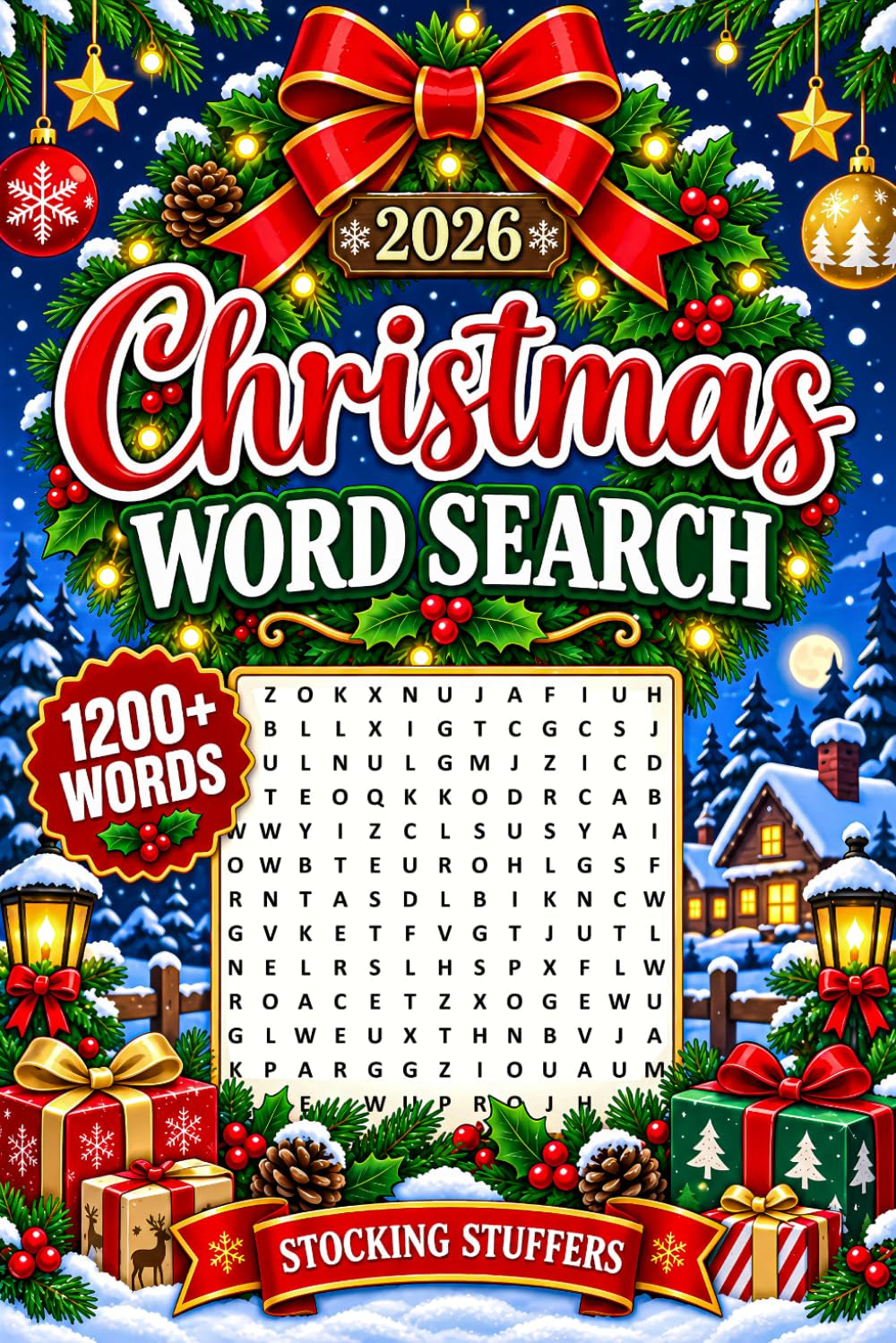 Christmas Word Search for Adults 1200+ Words - Stocking Stuffers: Relaxing Large Print Word Find Puzzles for Seniors, Holiday Activity Book with Solutions