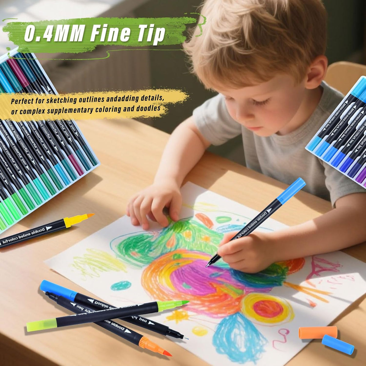 36 Colors Brush & Fine Dual Tip Art Markers Set for Adult Kids Coloring, Dual Tip Colored Pens Markers Quick Drying without Fading ,Water Based Marker for Painting,Calligraphy, Doodling Journal