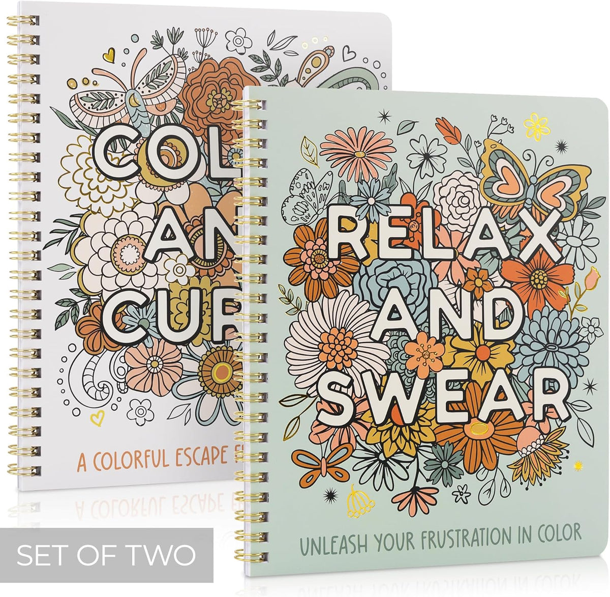Beautiful Coloring Book Set of 2 for Adult Relaxation with Floral Designs