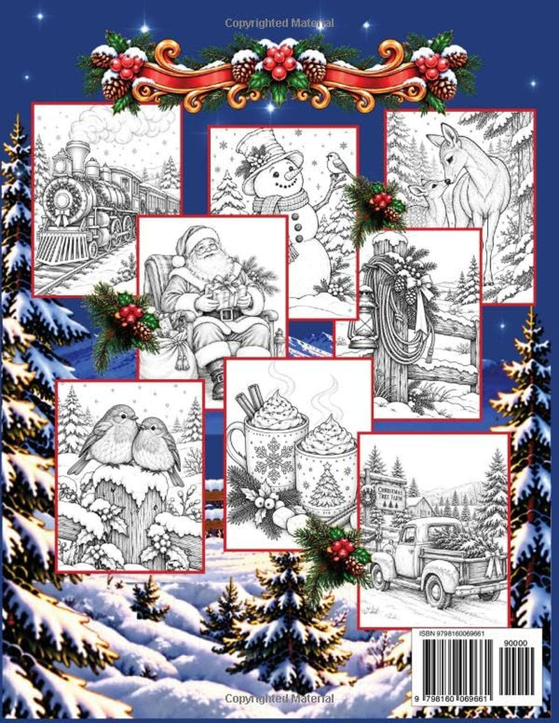 Christmas Adult Coloring Book Calming & Relaxing: 50+ Stunning Pages to Color for Adults, Teens & Seniors. a Perfect Holiday Gift or Stocking Stuffer!