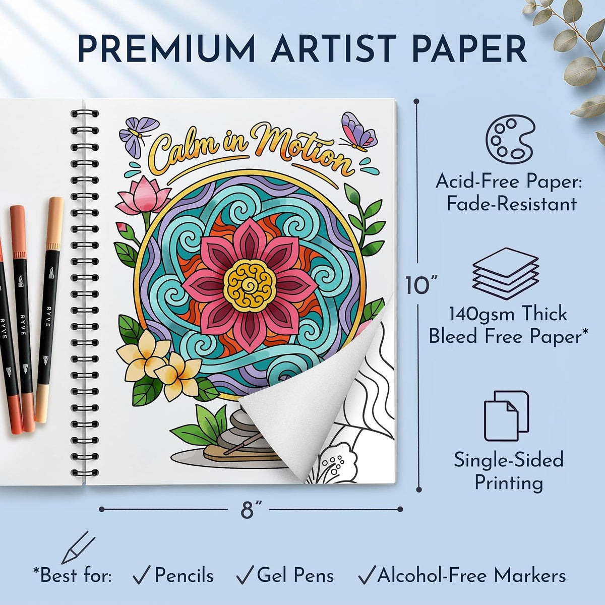 Adult Coloring Book for Women with 24 Markers, Spiral-Bound Stress Relief