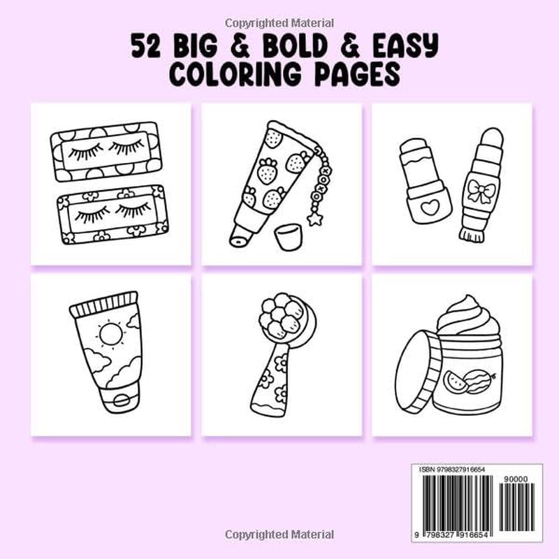Glow Cosmetics: Coloring Book for Adults and Kids, Bold and Easy, Simple and Big Designs for Relaxation Featuring Cosmetic Items, Makeup, and Skincare Products (Bold & Easy Coloring)