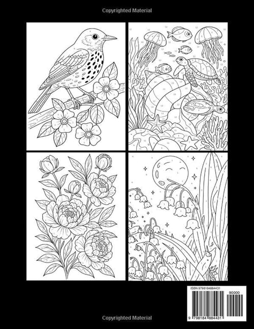 100 New Pages Color by Number Adult Coloring Book: Large Print Color by Number Adult Coloring Book with Birds, Butterflies, Flowers, Animals & Seasonal Designs for Relaxation