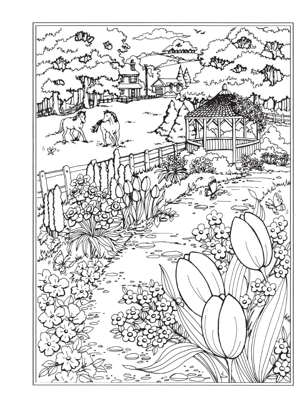 Creative Haven Spring Scenes Coloring Book (Adult Coloring Books: Seasons)