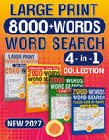 Large Print 8000+ Words Word Search 4 in 1 Collection: Ultimate Puzzle Book for Adults