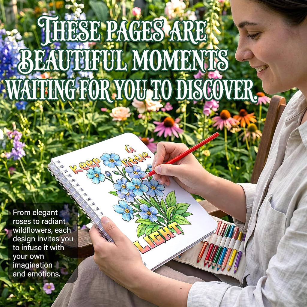 Floral Adult Coloring Books Set of 2, Relaxing Gift for Women