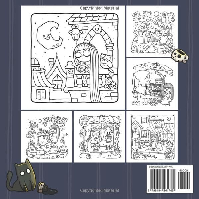 Spooky Girl: Coloring Book for Adults Featuring Cute Quirky Characters in Cozy Moments for Relaxation