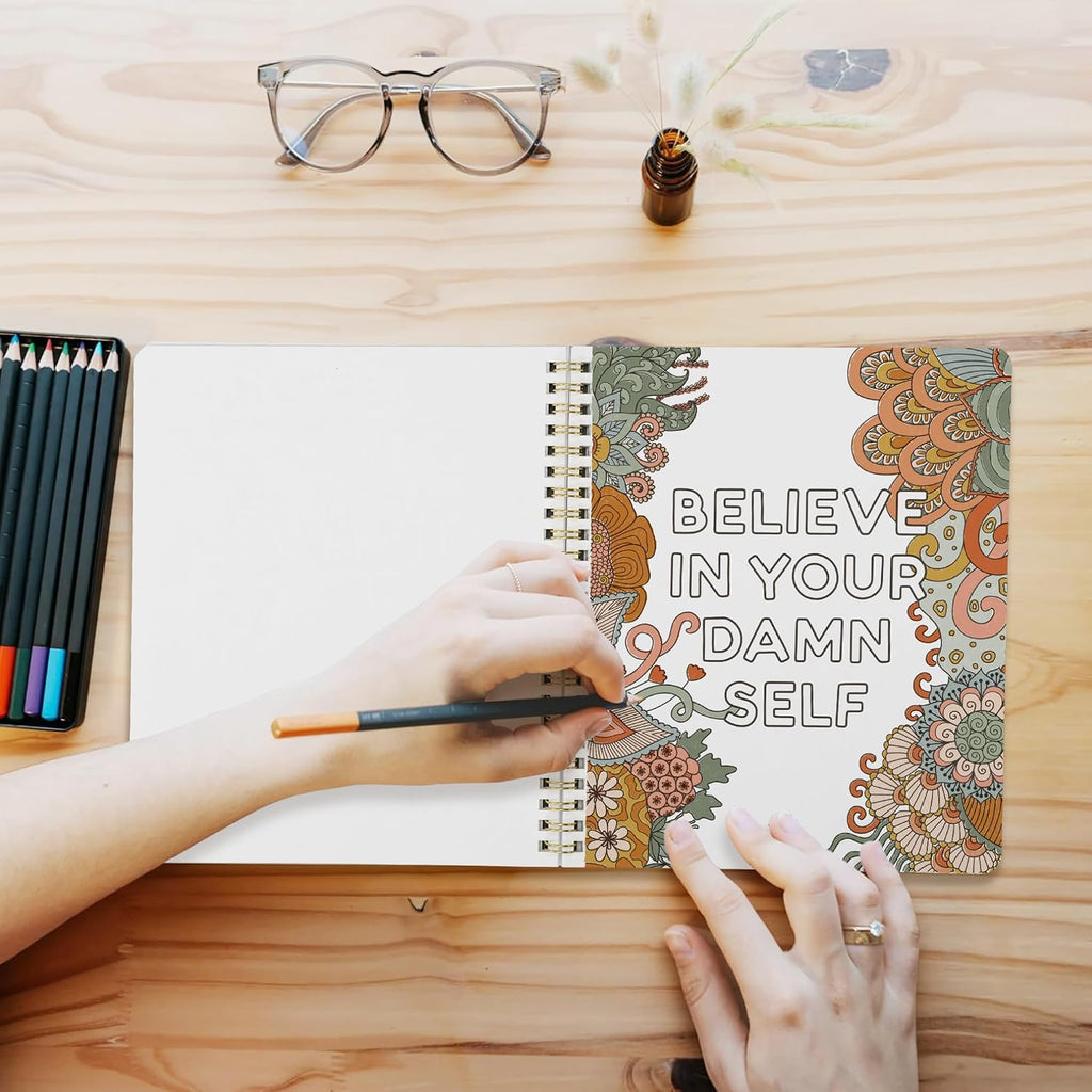 Beautiful Coloring Book Set of 2 for Adult Relaxation with Floral Designs