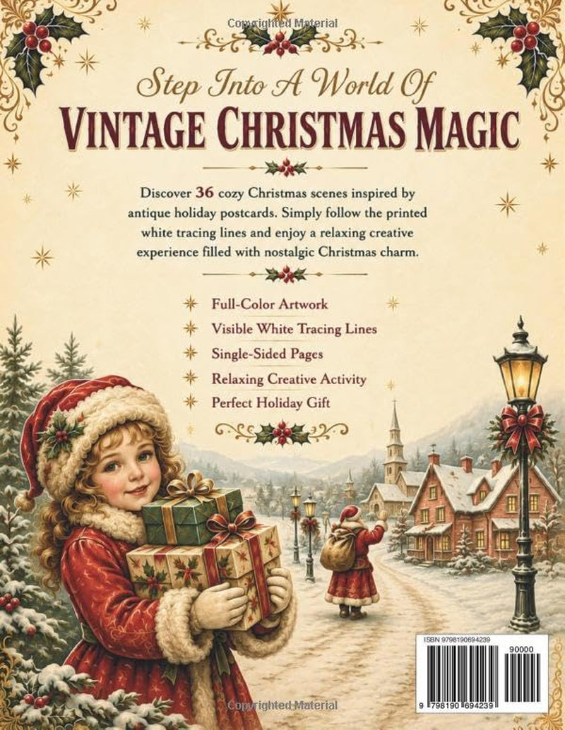 Ink Tracing: Vintage Christmas Moments: a Holiday Ink Tracing Book for Adults