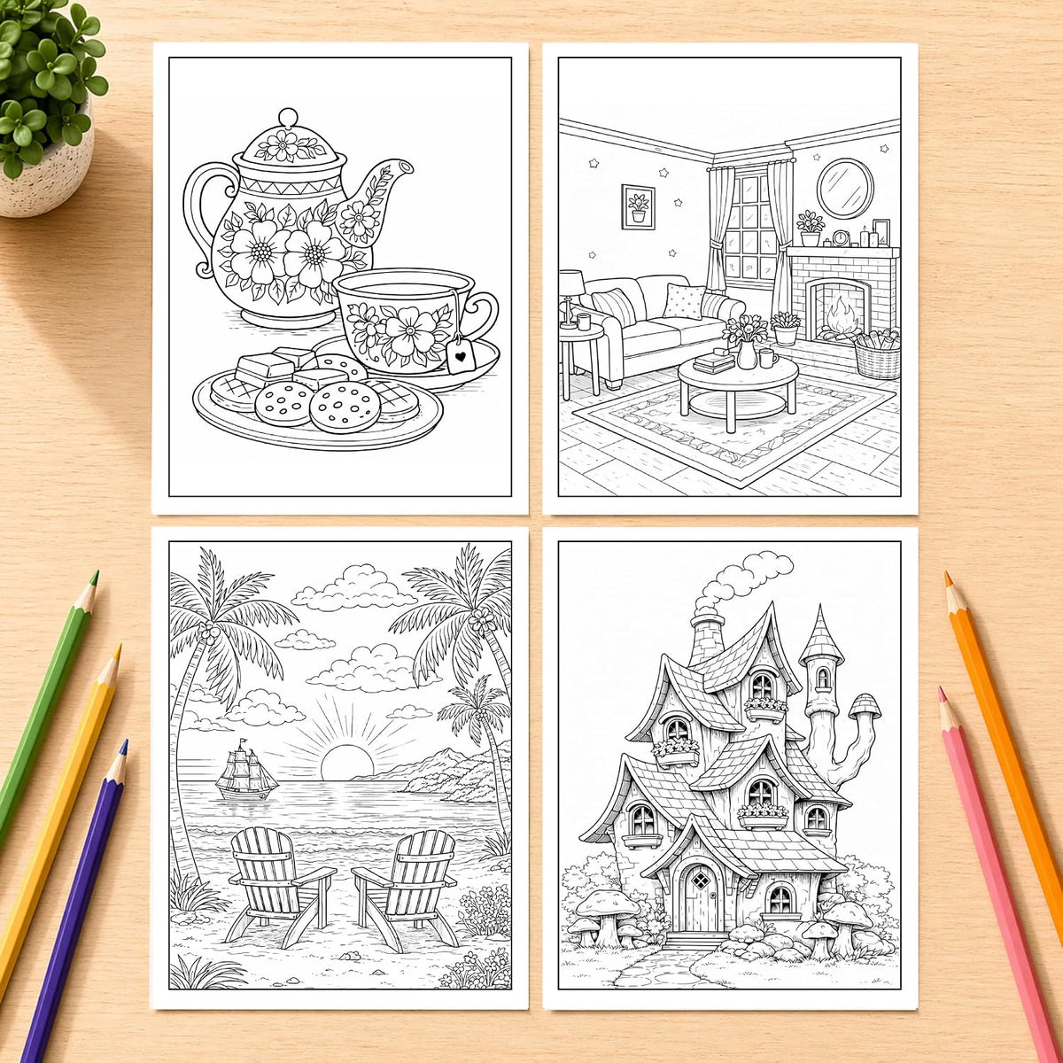 Anxiety Relief Coloring Book for Adults Spiral Bound: 50 Relaxing Designs for Stress Relief and Mindfulness | Floral, Nature & Cozy Scenes for Women and Men | Perforated Pages | Single-Sided Print