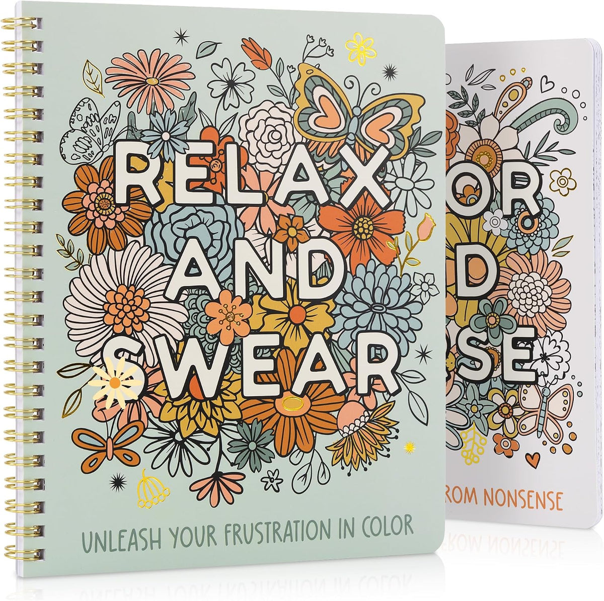 Beautiful Coloring Book Set of 2 for Adult Relaxation with Floral Designs