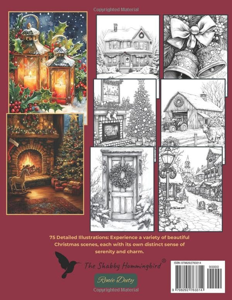 75 Calming Scenic Christmas Scapes: Adult Coloring Book: for Relaxation, Stress & Anxiety Relief, Fun & Enjoyment (Scenic Coloring Books for Adults)