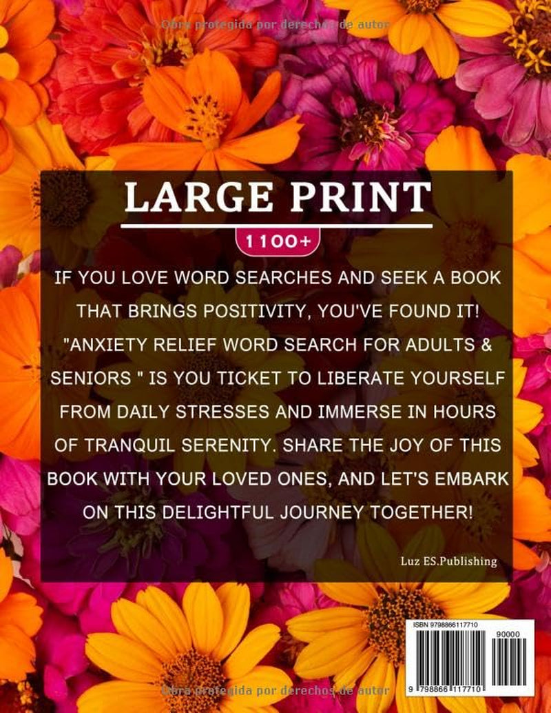 Large Print Spanish Word Search for Adults & Seniors: Spanish Word Search Puzzle Book for Adults and Seniors in Large Print Format with All Solutions ... Para Adultos Mayores) (Spanish Edition)