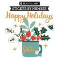 Brain Games - Sticker by Number Compact Edition: Happy Holidays | 7X7 Inches | Christmas Stocking Stuffer, Travel Size Activity Book for Adults & Kids 7+