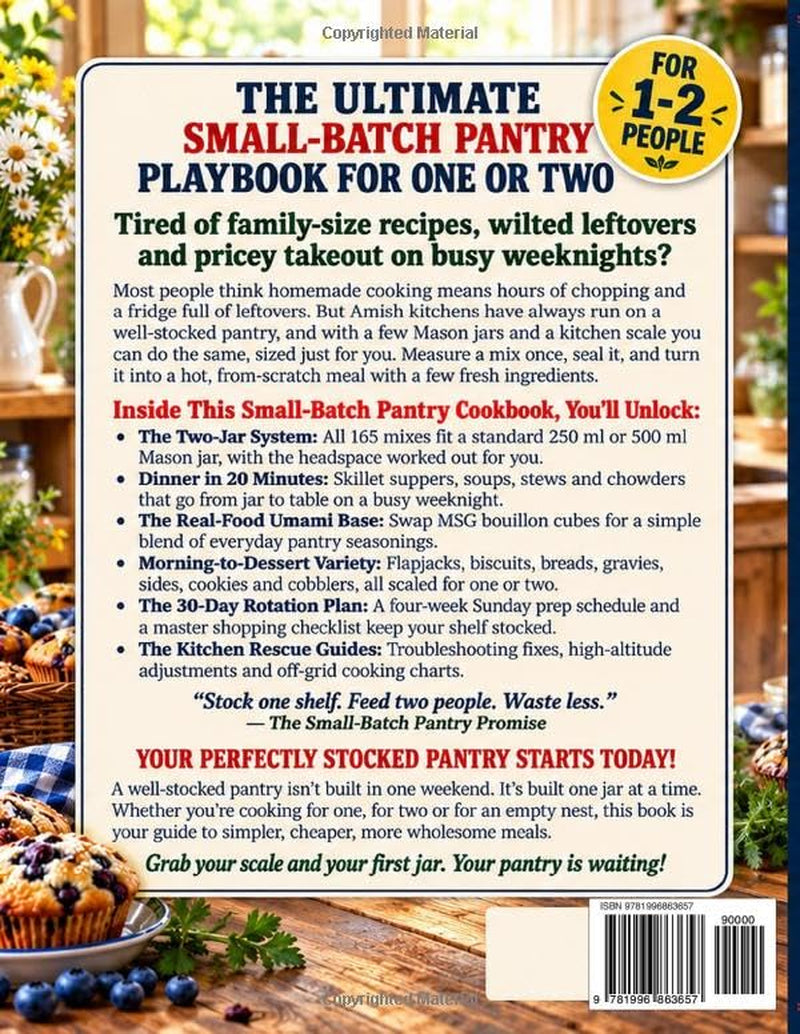 The Small-Batch Amish Dry Mix Pantry Cookbook: 150+ Easy Mason Jar Mixes Scaled for 1-2 People | Cut Grocery Bills, Eliminate Food Waste, and Stock a Perfectly Sized Homestead Kitchen
