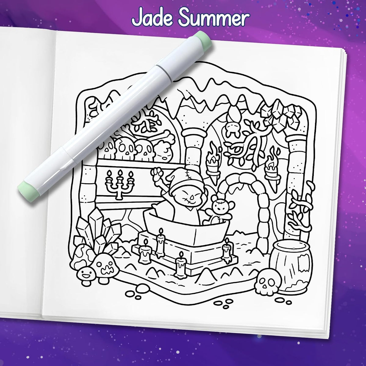 Spooky Places: Cozy Coloring Book for Adults and Teens with Cute and Creepy Hygge Scenes for Relaxation