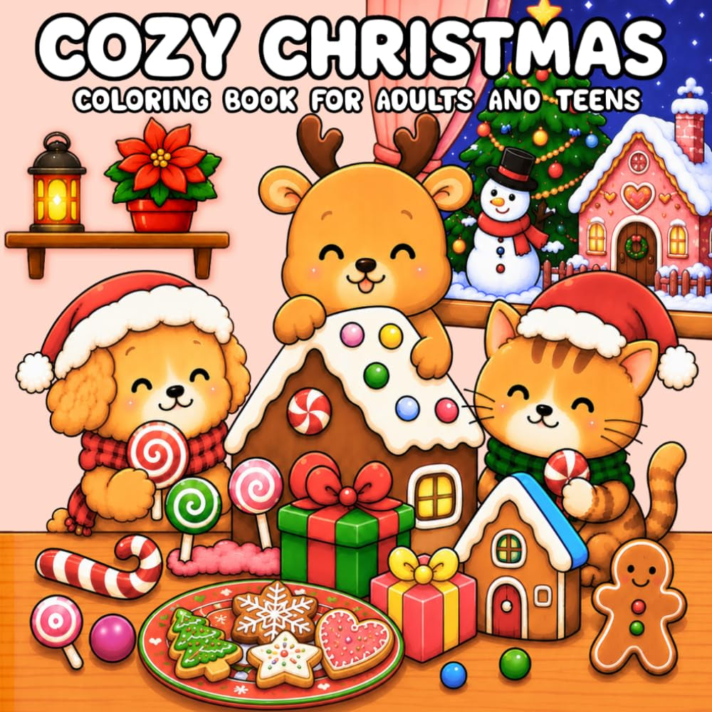 Cozy Christmas Coloring Book for Adults and Teens: Featuring Super Cute Christmas-Themed Designs for Relaxing and Creative Coloring Fun!