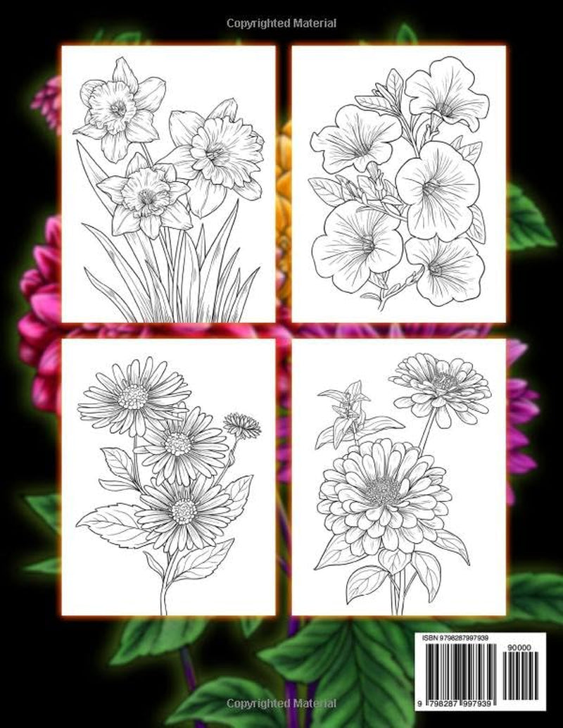 Bloom 100 Page Flowers Coloring Book for Adults: 100 Page Flowers Large Print Coloring Book Beautiful Flowers Designs Easy Large Print Coloring Pages for Adults
