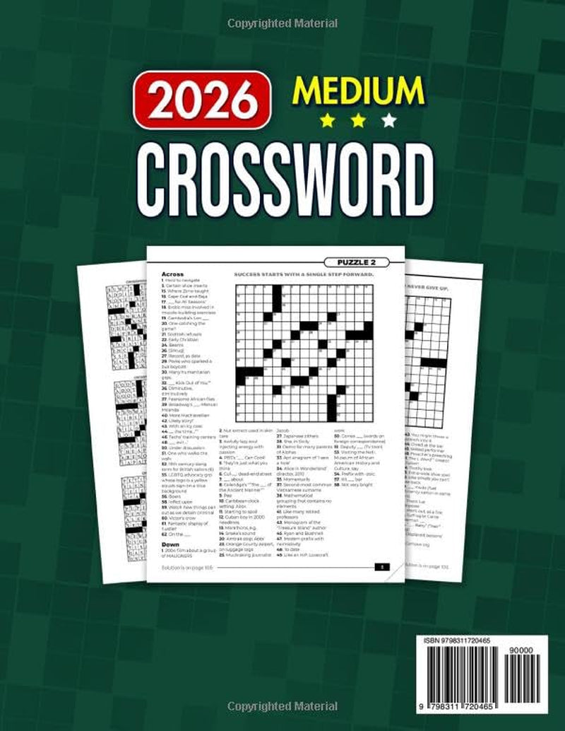 Medium-Difficulty Crossword Puzzle Book for Adults and Seniors with 100 Games: Fuel Your Mind with Fun Challenges for Focus and Relaxation (The Perfect Gift for Puzzle Lover)