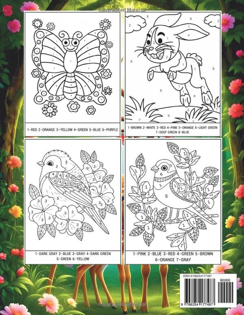 Large Print Color by Number Adult Coloring Book: Color by Number Book for Adults and Seniors, Large Print Easy Designs with Simple Coloring Pages for Relaxation, Featuring Nature, Animals and Flowers.
