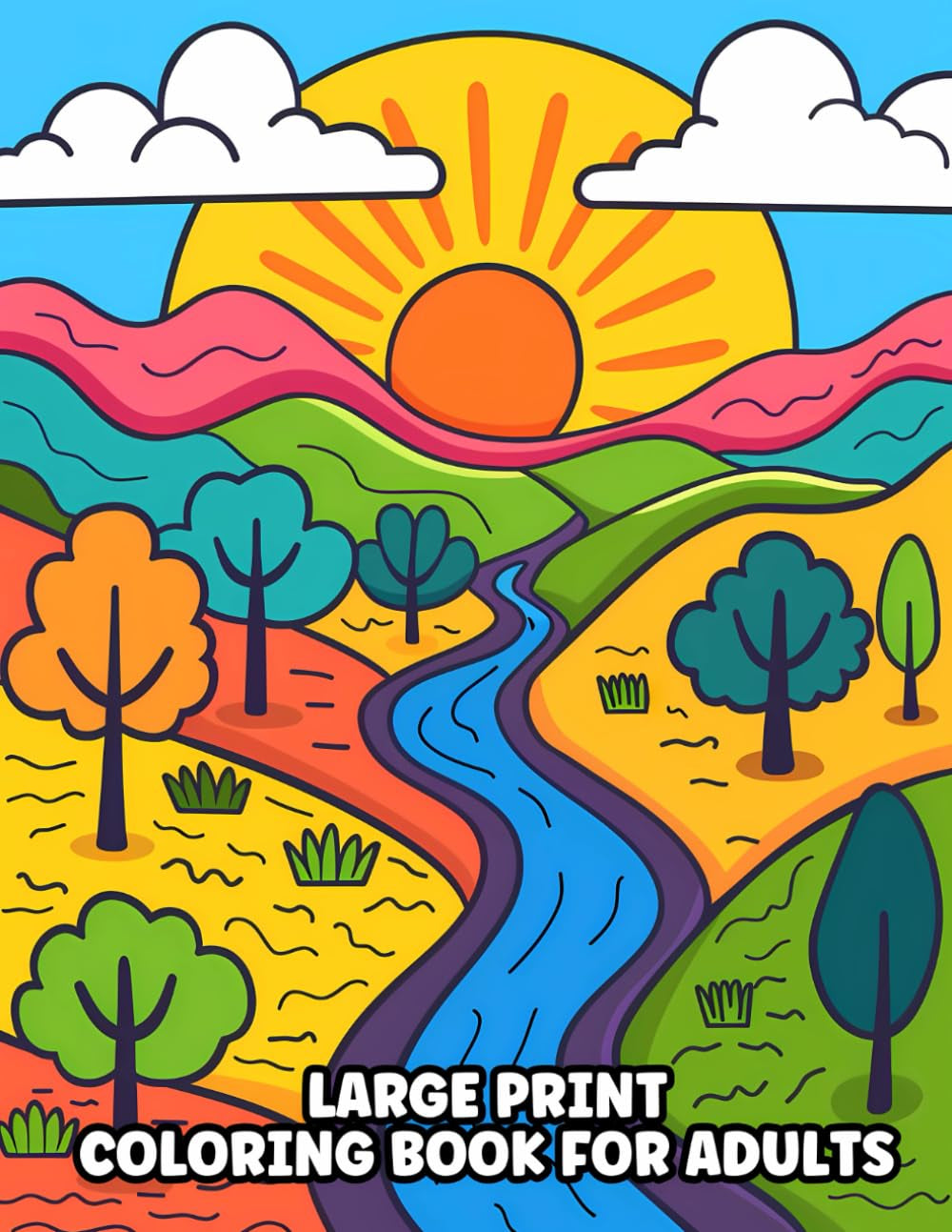 Large Print Coloring Book for Adults: Bold Lines and Easy to Color Pictures for Women, Men, Teens, Seniors, and Beginners (Simple Adult Coloring Book)