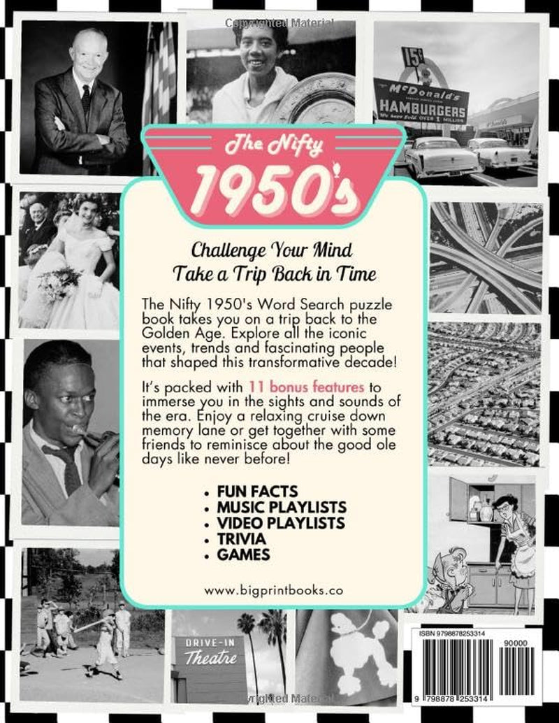 The Nifty 1950’S Nostalgic Word Search Puzzle Book for Seniors and Adults Extra Large Print: Fun Themed Big Font Word Find Puzzles, an Easy and ... (Nostalgic Book Gifts for Women and Men)
