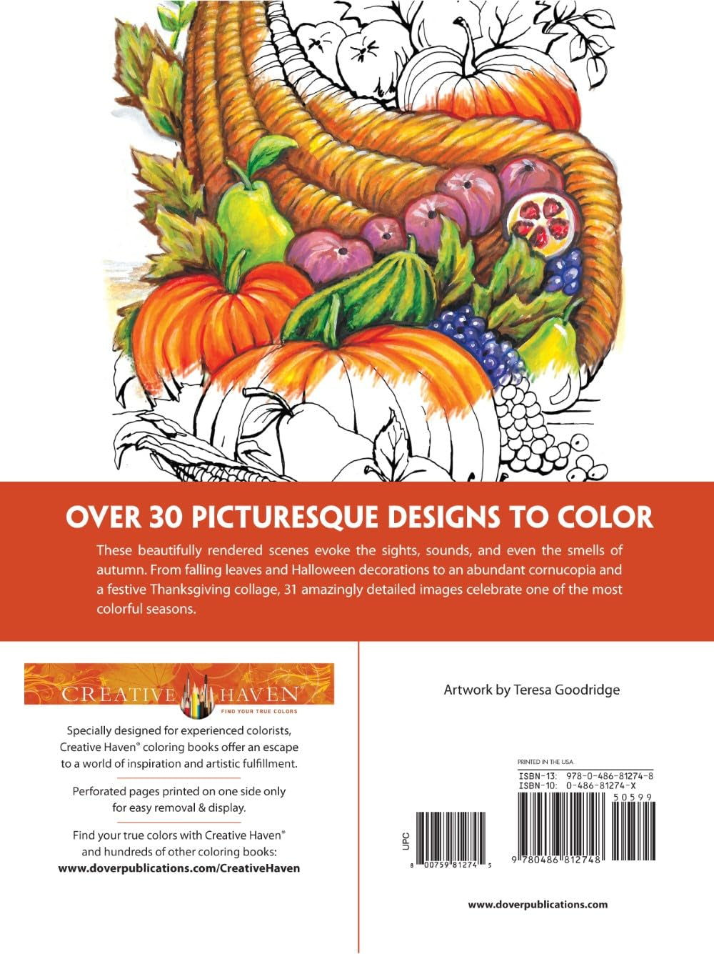 Creative Haven Autumn Scenes Coloring Book for Teens and Adults: Pumpkins, Leaves and Other Fall, Halloween, & Thanksgiving Images (Adult Coloring Books: Seasons)