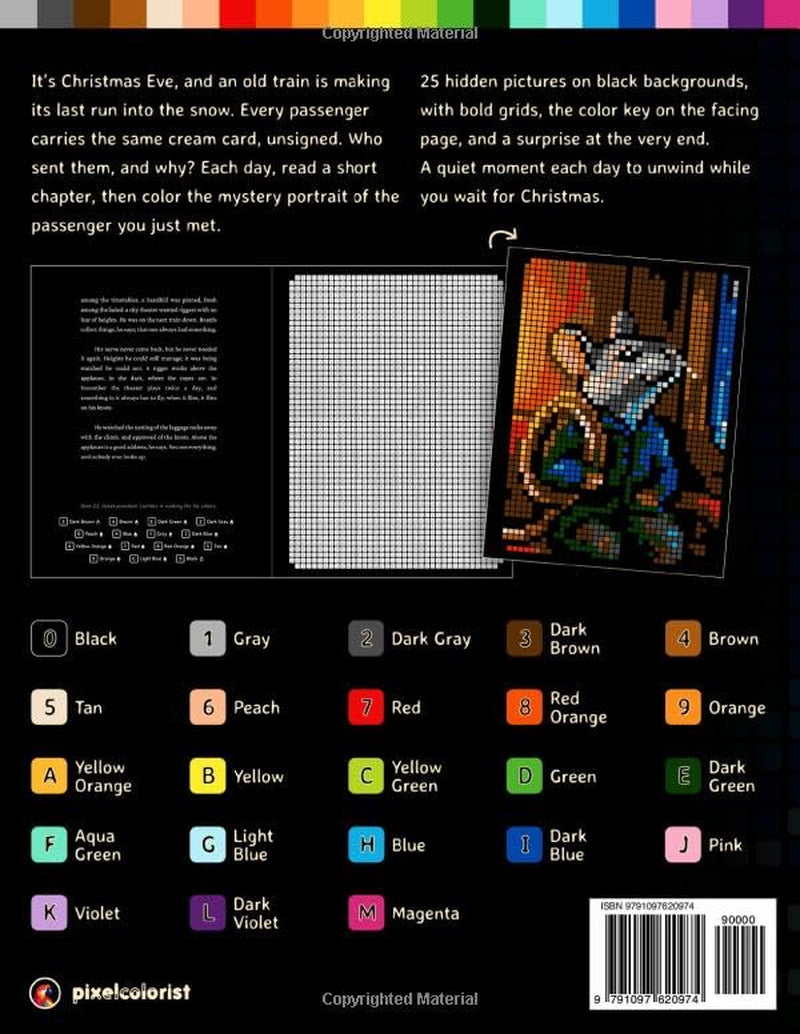 Color by Number Advent Calendar Mysteries: a Christmas Coloring Book for Adults, 24 Days to Relax, Read, and Color (Pixelcolorist Quest)
