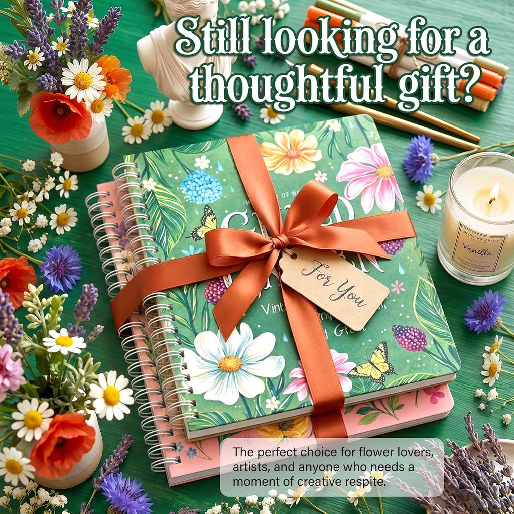 Floral Adult Coloring Books Set of 2, Relaxing Gift for Women