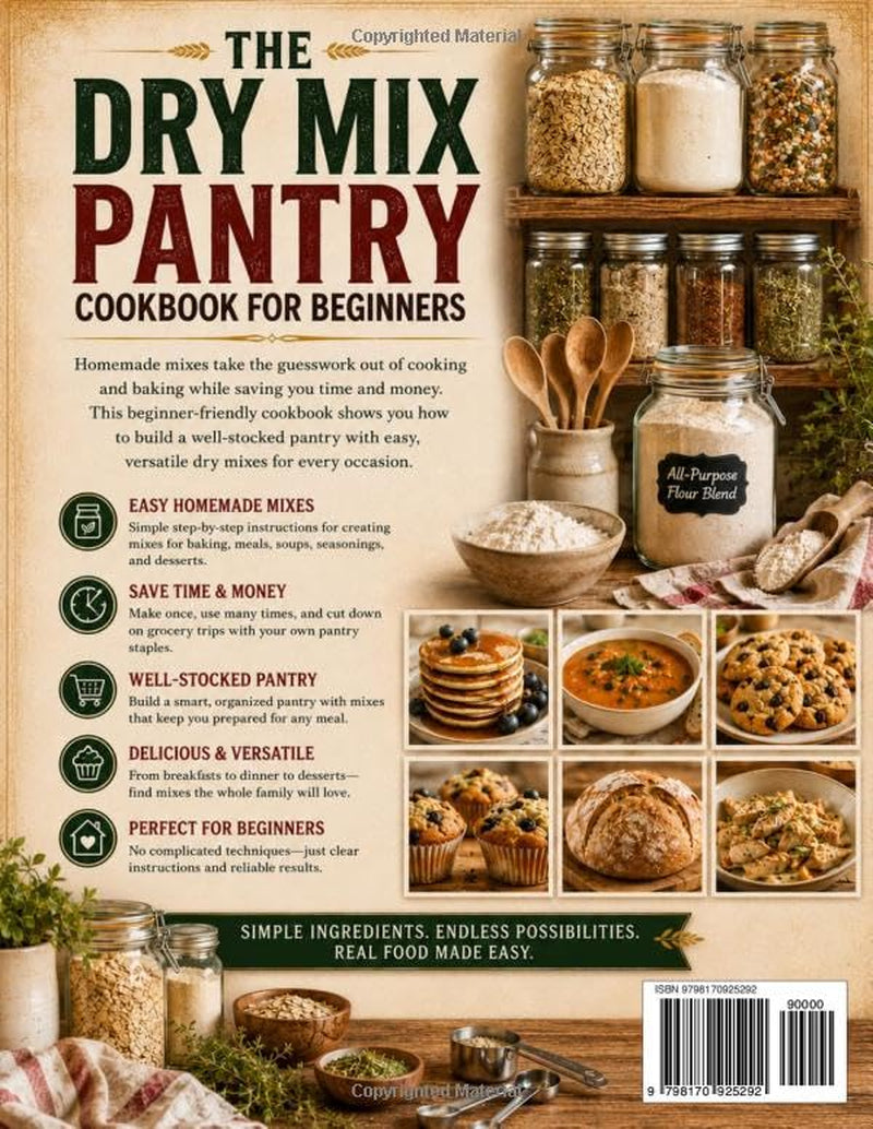 The Dry Mix Pantry Cookbook for Beginners: Step-By-Step Homemade Mix for Baking, Meals, Seasonings, Soups, and Desserts to save Money, Reduce Grocery Trips, and Build a Well-Stocked Pantry
