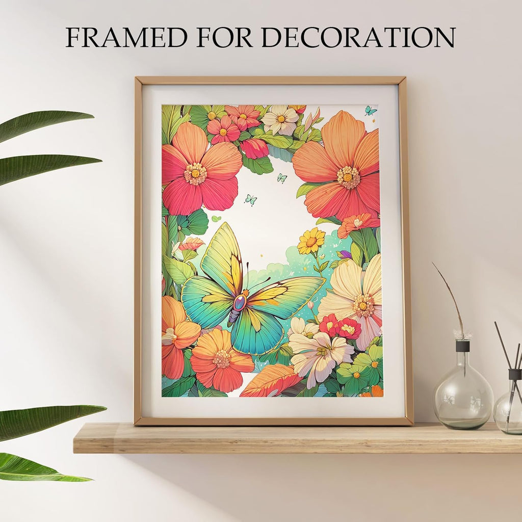 Coloring Books for Adults, 24 Spiral-Bound Single-Sided Butterfly Designs