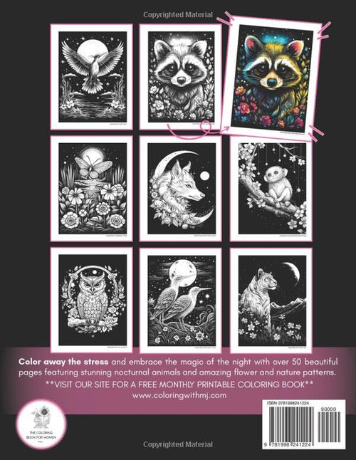 Animals and Flowers Coloring Book: Adult Colouring Book for Women - Magic Midnight Bloom | Floral Designs, Nature Patterns, Mandala Style Landscapes ... for Stress Relief, Relaxation and Calmness