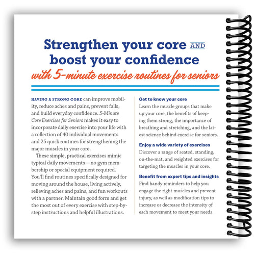 5-Minute Core Exercises for Seniors: Daily Routines to Build Balance and Boost Confidence [Spiral-Bound]