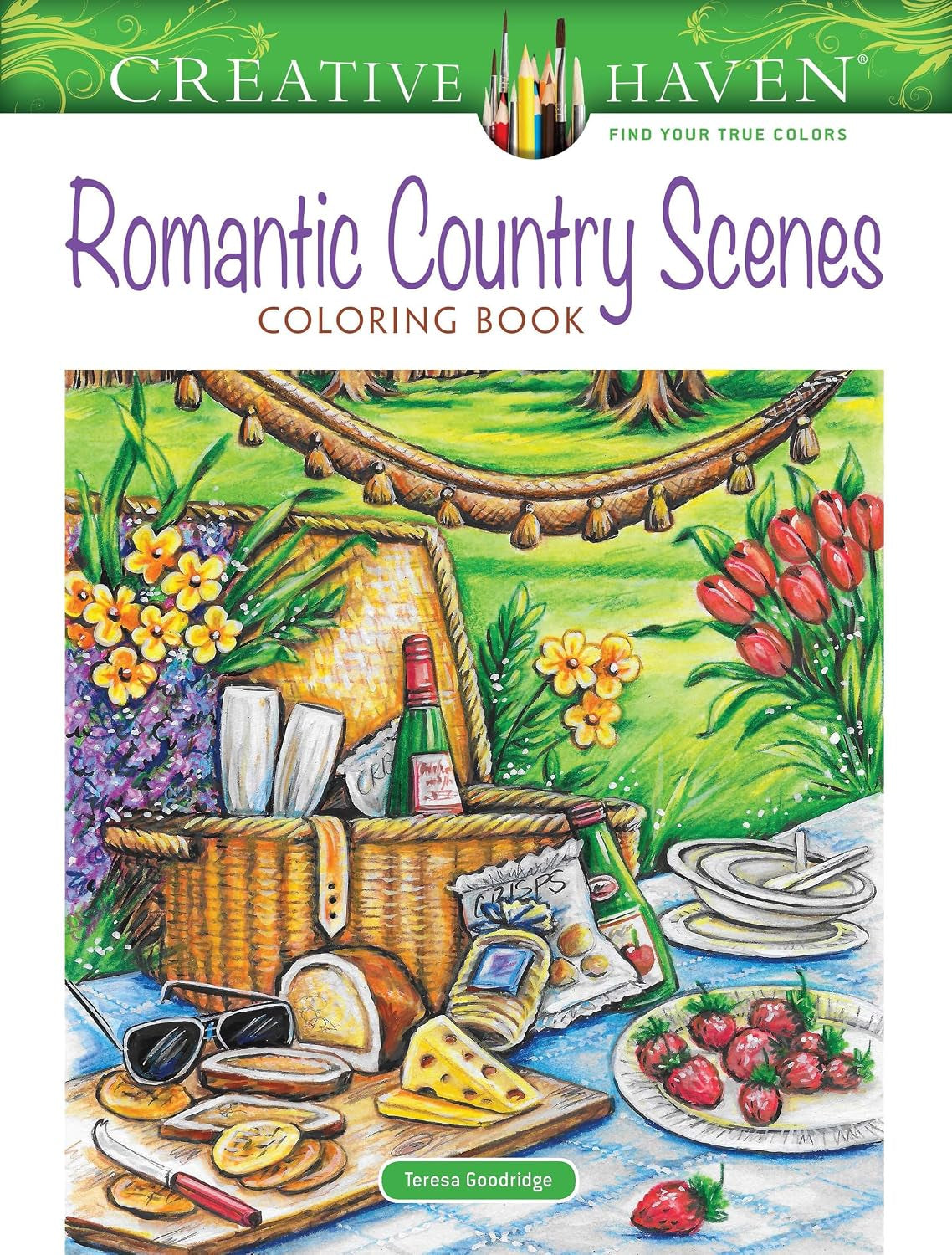 Creative Haven Romantic Country Scenes Coloring Book: Lovely Picnic Spots, Lakeside Canoes, Scenic Gardens, and Cozy Couples for Relaxation and Stress Relief (Adult Coloring Books: in the Country)
